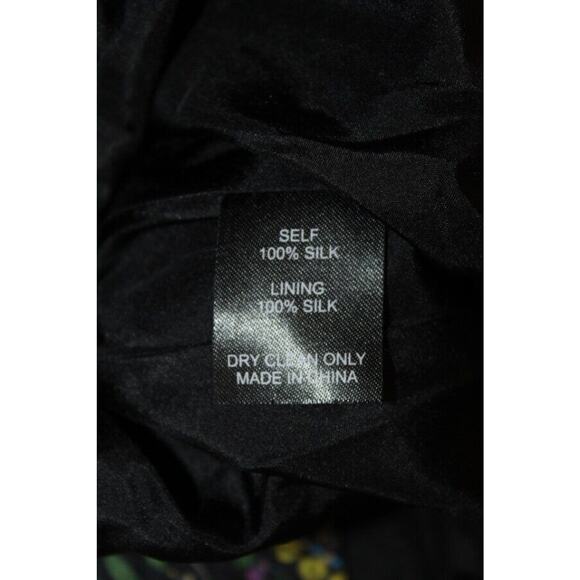 CYNTHIA ROWLEY Sz 0 XS Black Floral Ruffle Hem Swing Flounce Dress - Picture 4 of 13